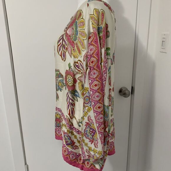 Rachel Zoe Floral Blouse Back Buttons Oversized Small - Picture 3 of 6